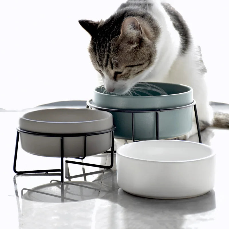 Comedero Doble de Cerámica para Gatos y Perros Pequeños
