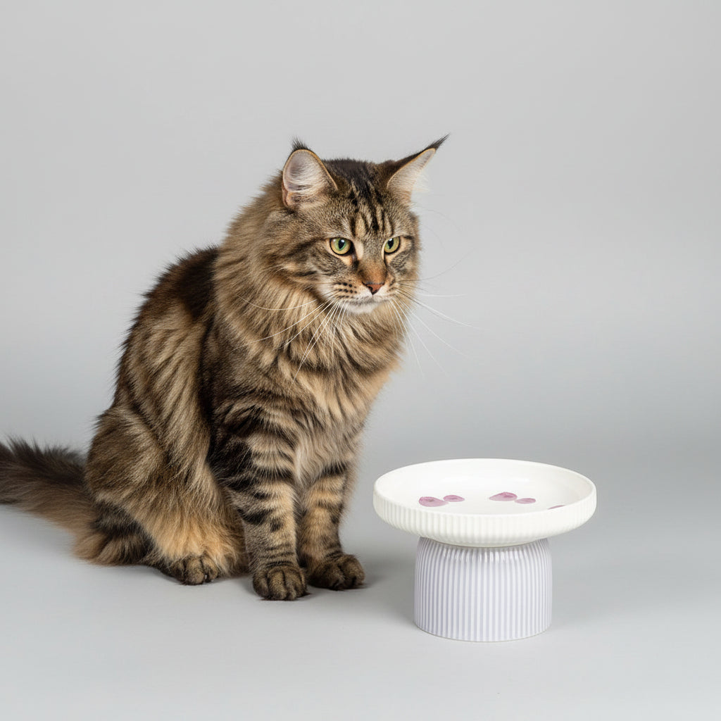 Comedero cerámico verde y blanco para gatos y perros
