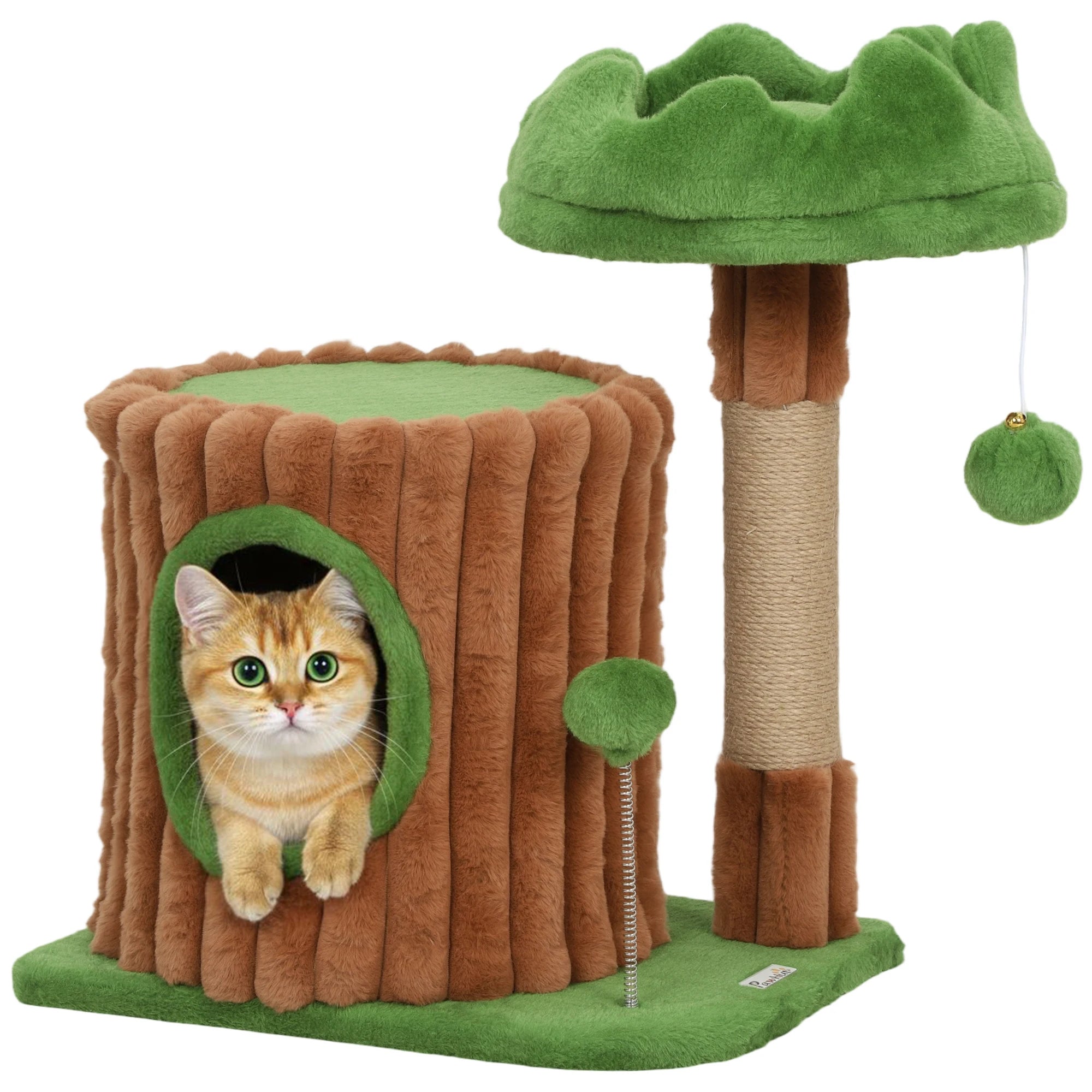 Rascador Árbol para Gatos con Casita y Cama Acolchada 53 cm