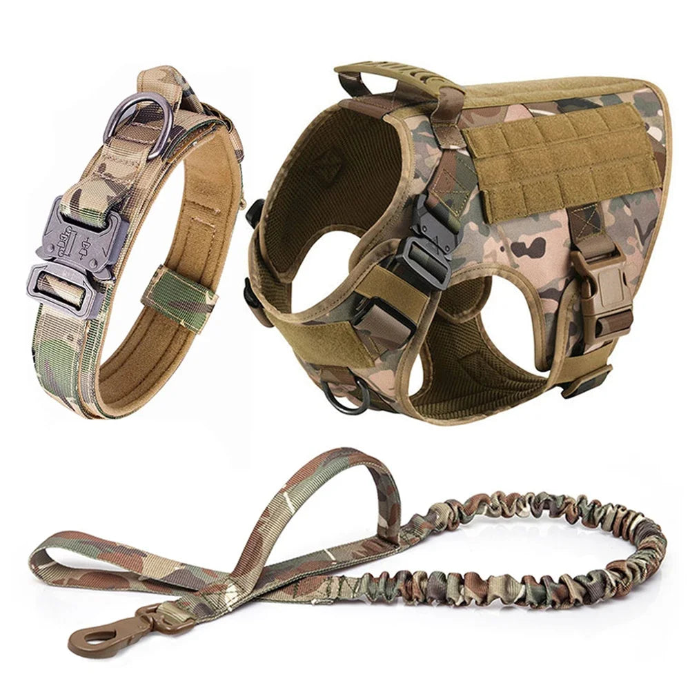 Set de Arnés Táctico con Collar y Correa para Perros Grandes