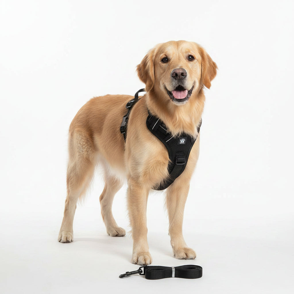 Adjustable Cat & Dog Harness with Lead – Black
