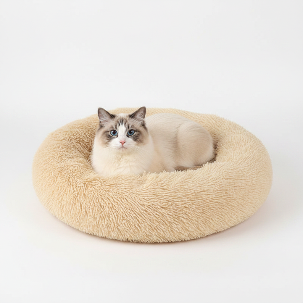 Cama Donut Suave y Acogedora para Perros y Gatos Apricot