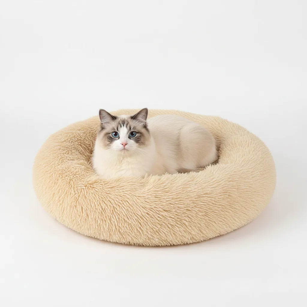 Cama Donut Suave y Acogedora para Perros y Gatos Apricot
