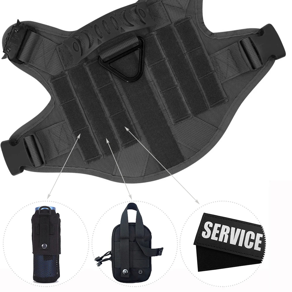 Set de Arnés Táctico con Collar y Correa para Perros Grandes