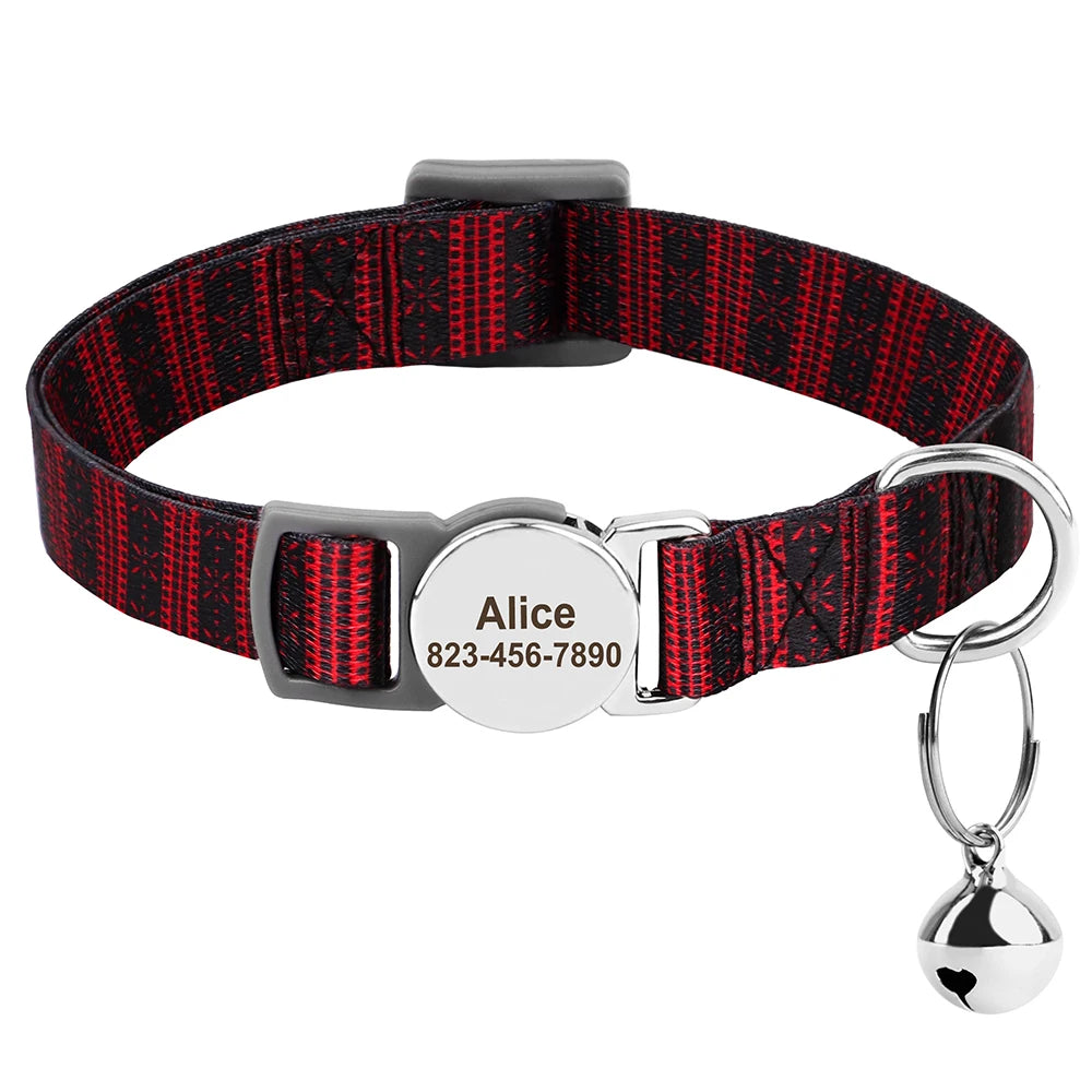 Collar para Perros y Gatos con Cascabel de Rayas Rojo