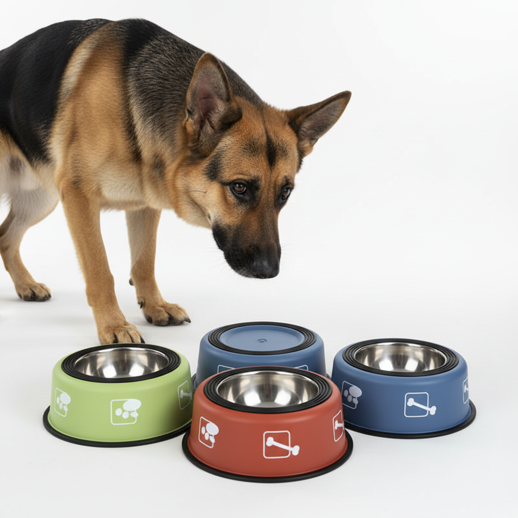 Comedero de Acero Doble Capa para Gatos y Perros - Azul