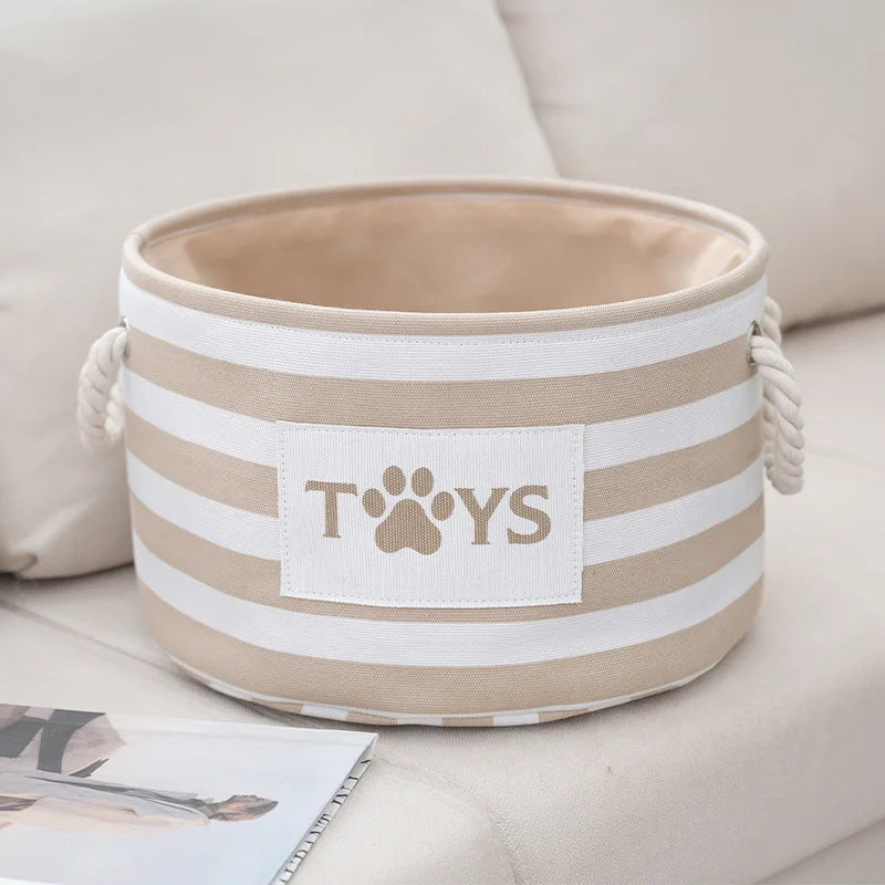 Panier rond à rayures pour jouets de chien