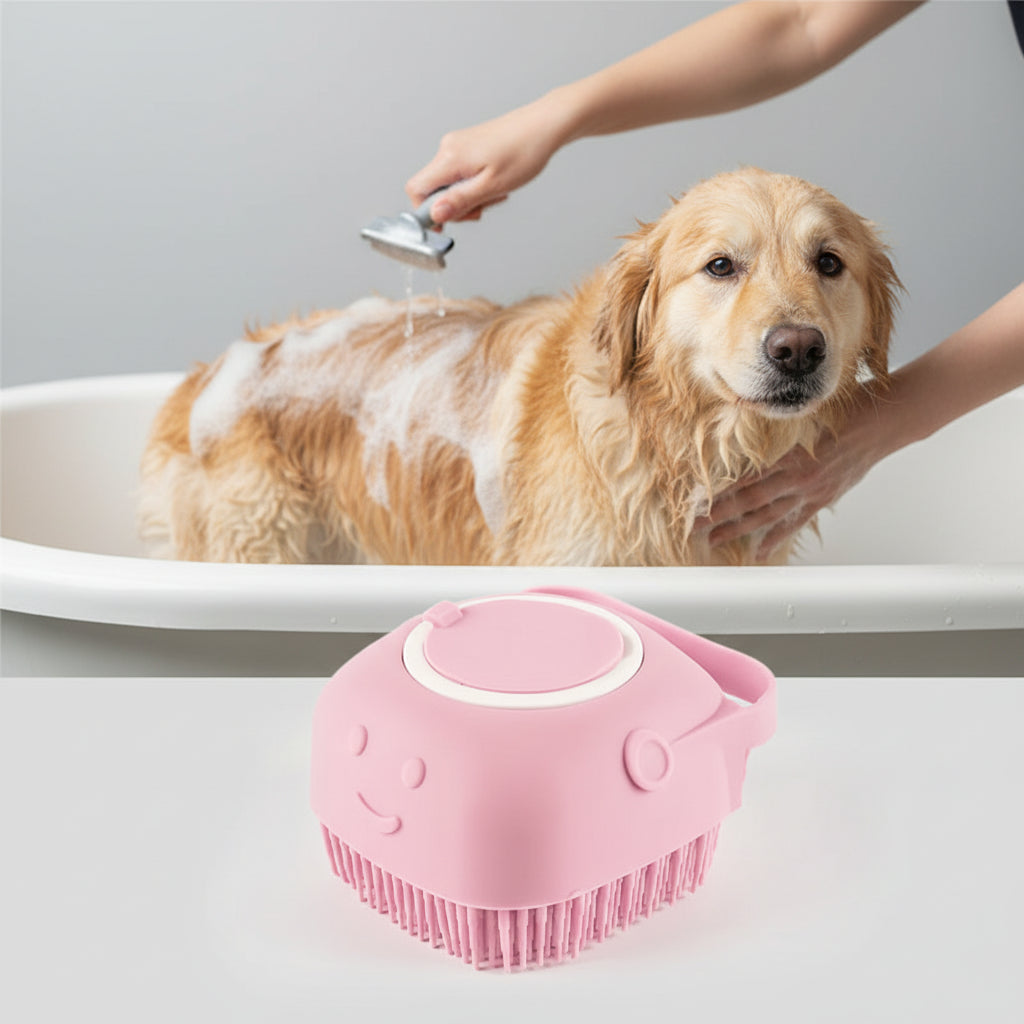 Guante de Silicona Cuadrado para Baño y Masaje de Mascotas