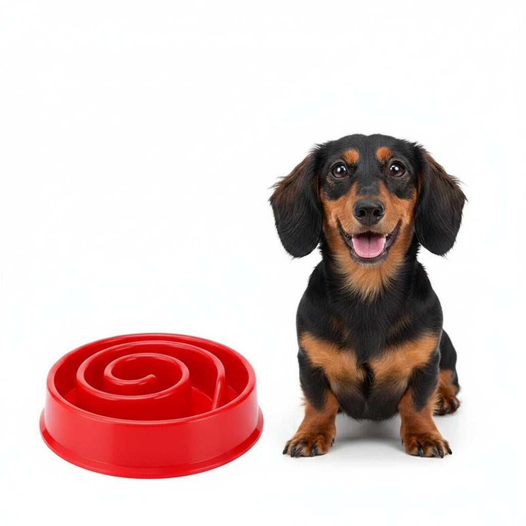 Comedero Antivoraz para Perros - Espiral Rojo