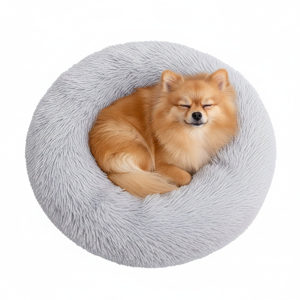 Lit Donut Orthopédique Anti-stress pour Chiens - Gris Clair