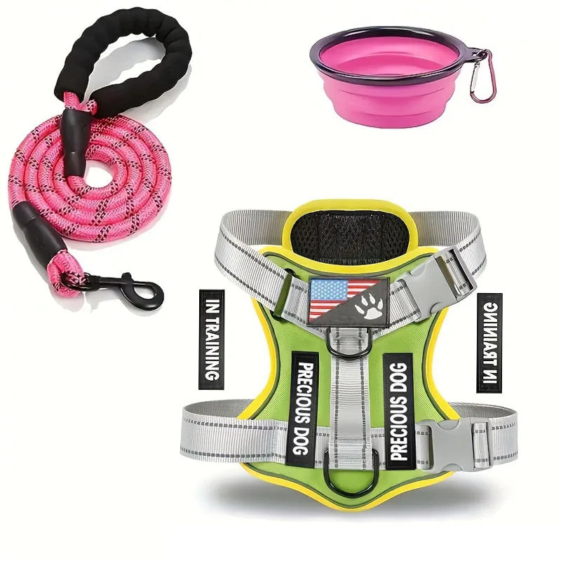 Arnés Reflectante con Correa y Bol Plegable para Perros