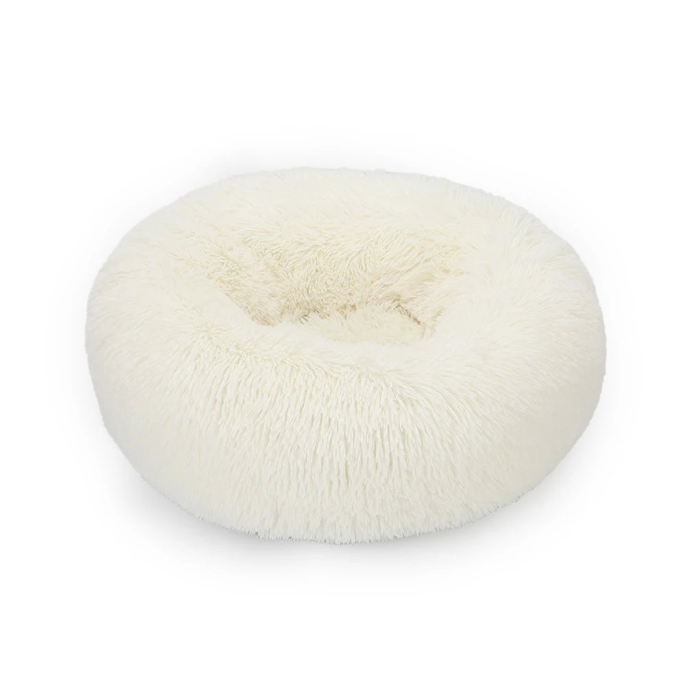 Cama Donut Suave y Acogedora para Perros y Gatos Blanca