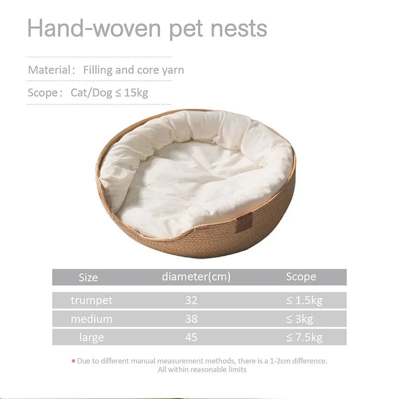 Cesta Tejida a Mano para Gatos, Cómoda y Natural