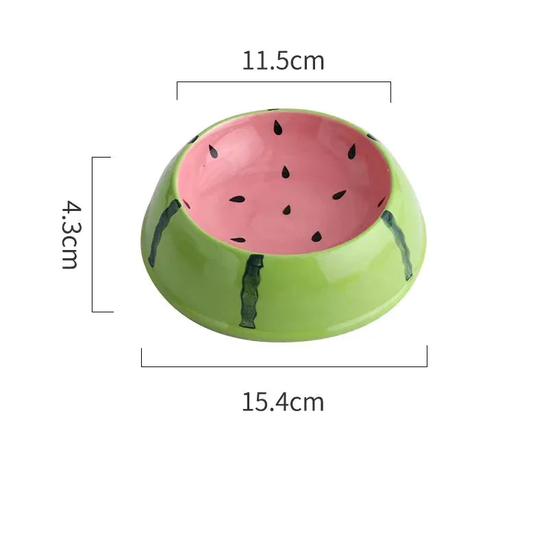 Comedero de Cerámica con Diseño de Frutas para Gatos y Perros Pequeños