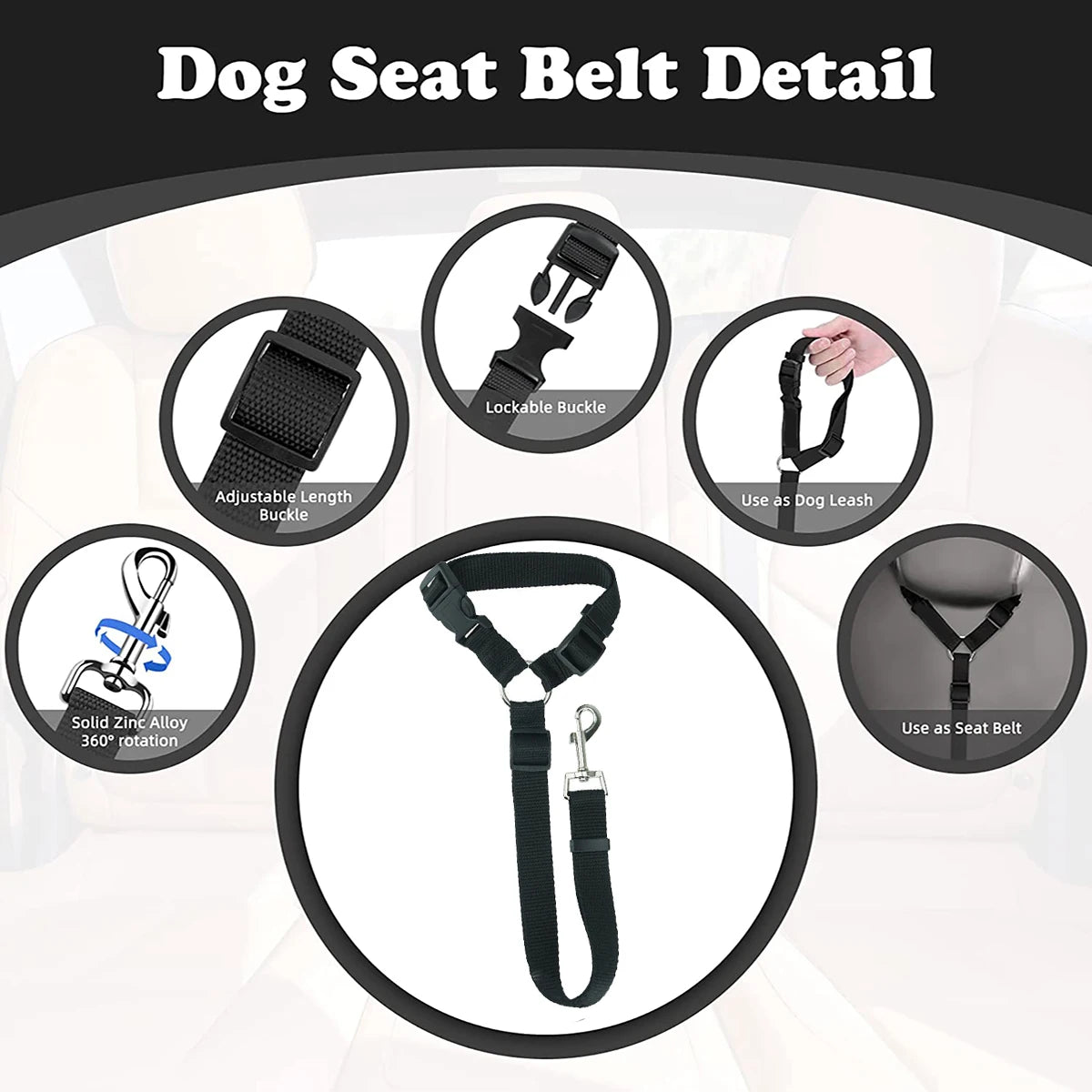 Cinturón de Seguridad Ajustable para Perros – Viajes Seguros y Cómodos