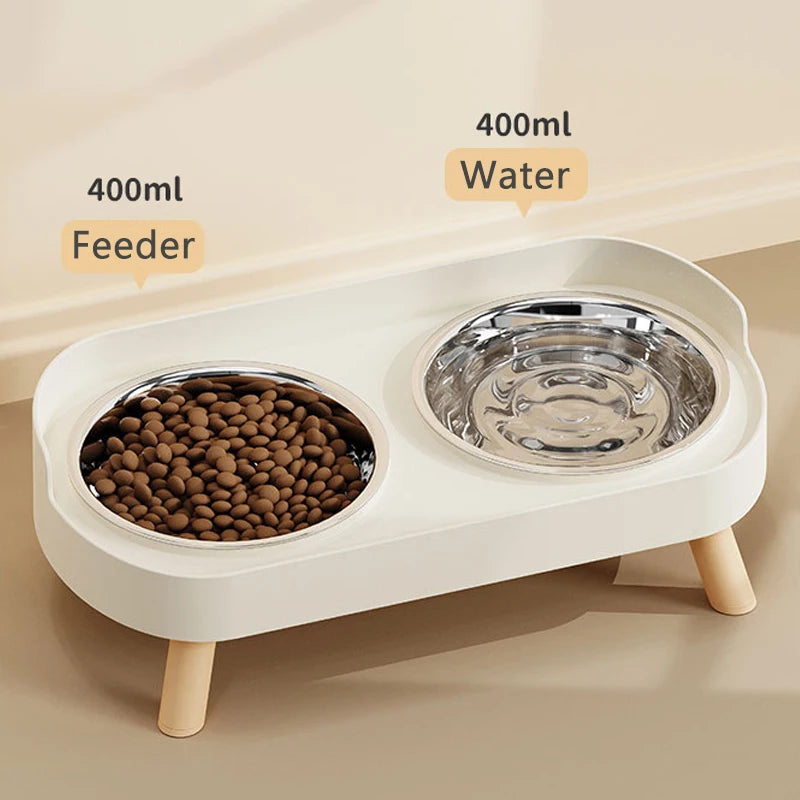Comedero Doble de Acero Inoxidable para Perros y Gatos