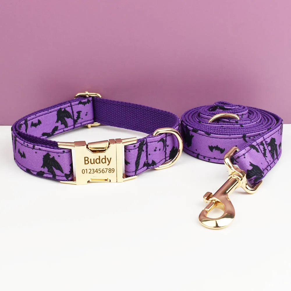 Set de Collar, Arnés y Correa con Placa Grabada Personalizada