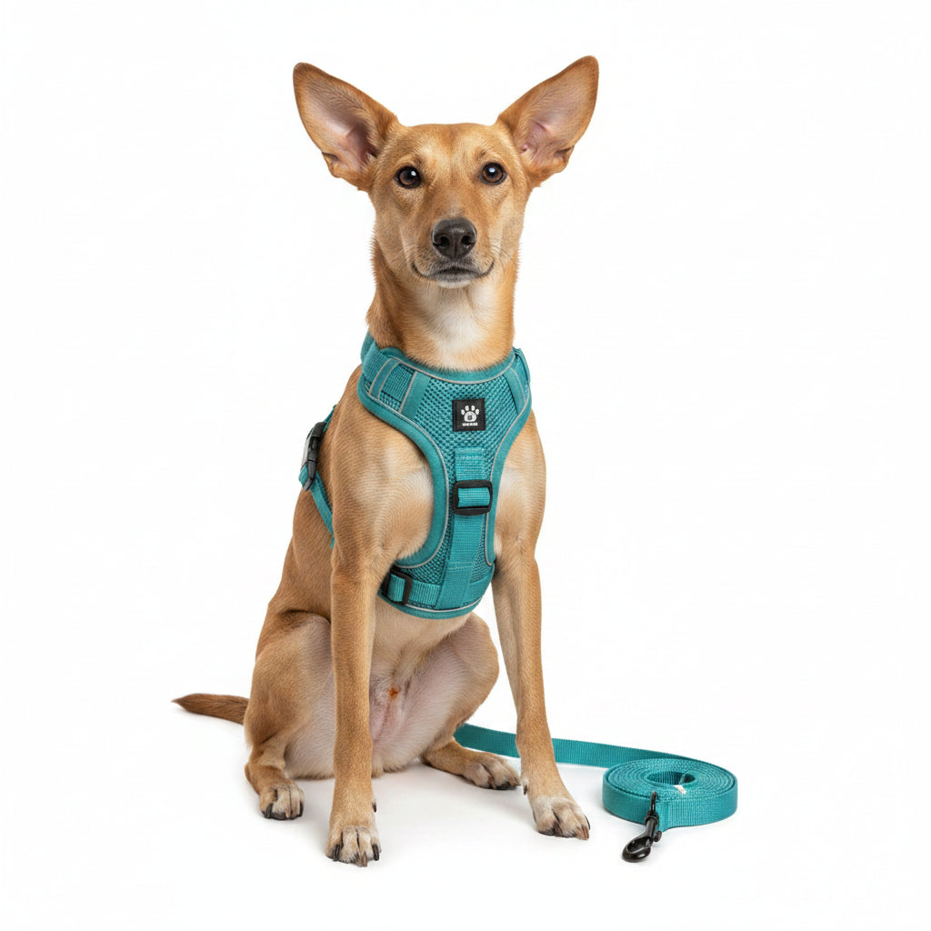 Adjustable Cat & Dog Harness with Lead – Turquoise