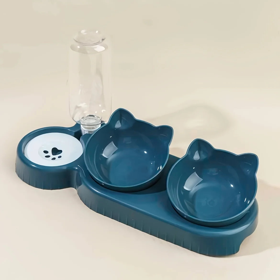 Set Comedero 3 en 1 con Bebedero de Gravedad para Gatos