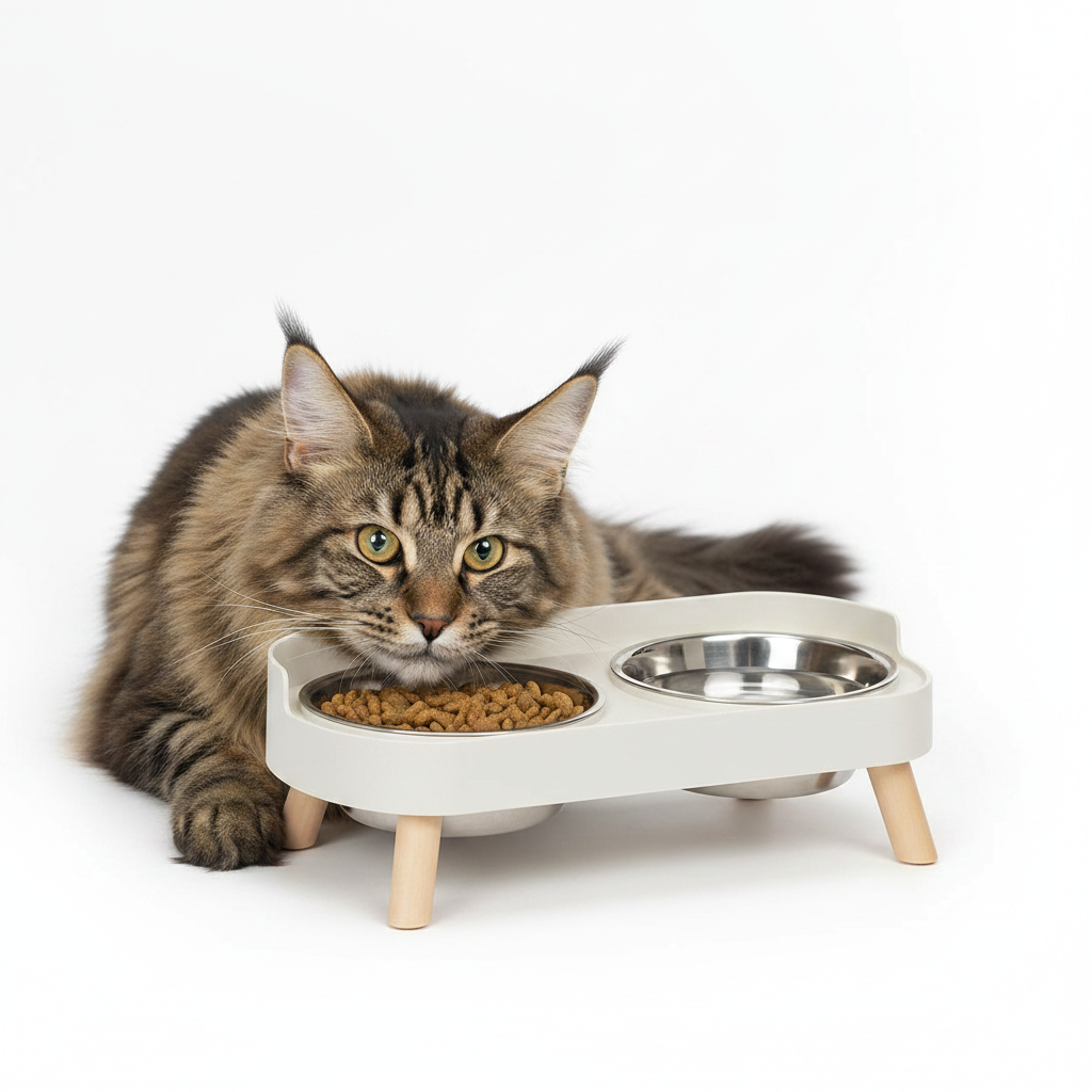 Comedero Doble de Acero Inoxidable para Perros y Gatos