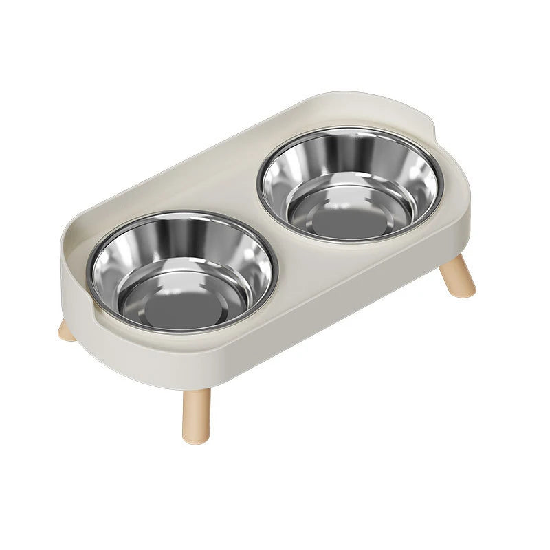 Comedero Doble de Acero Inoxidable para Perros y Gatos