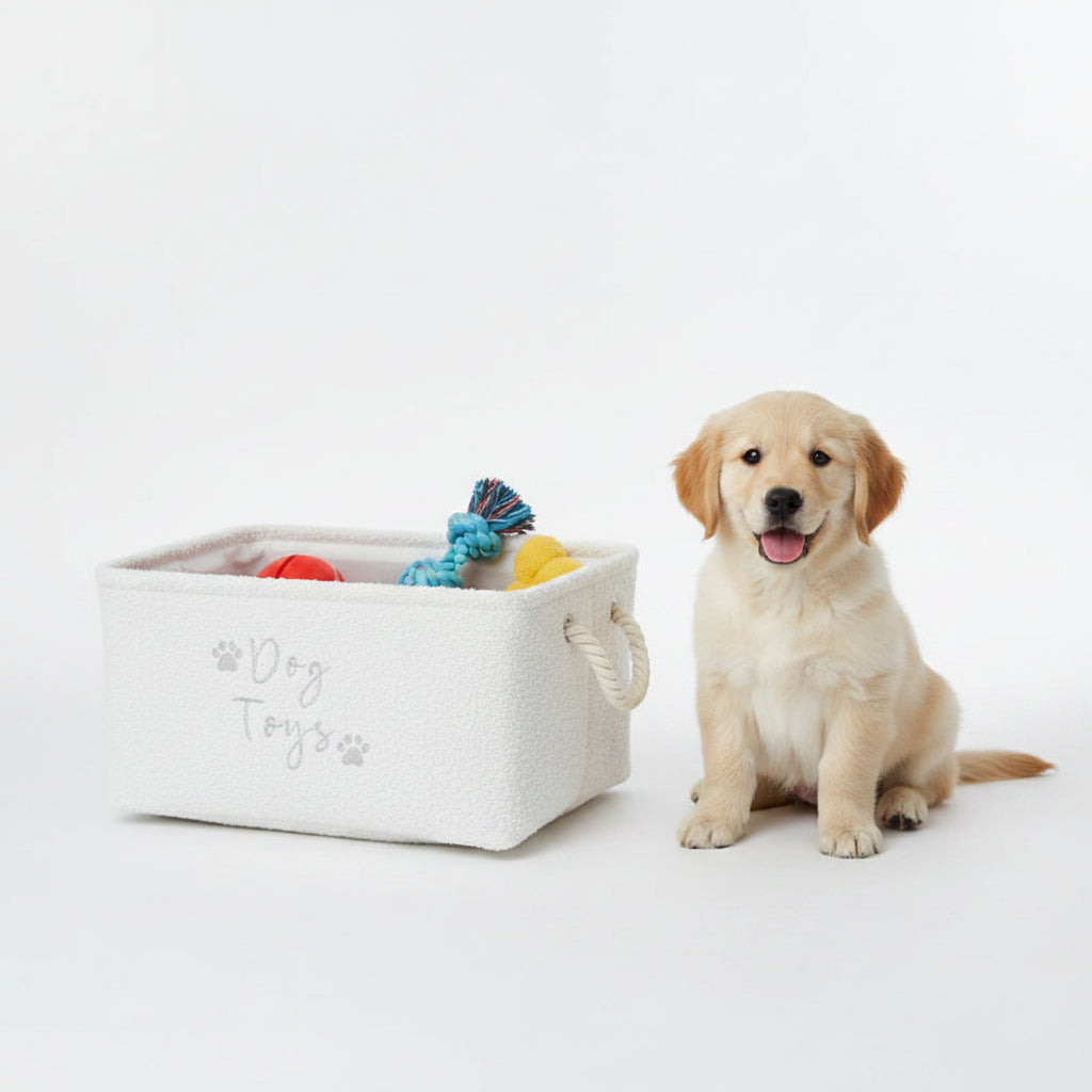 Panier rectangulaire en feutre pour jouets de chien