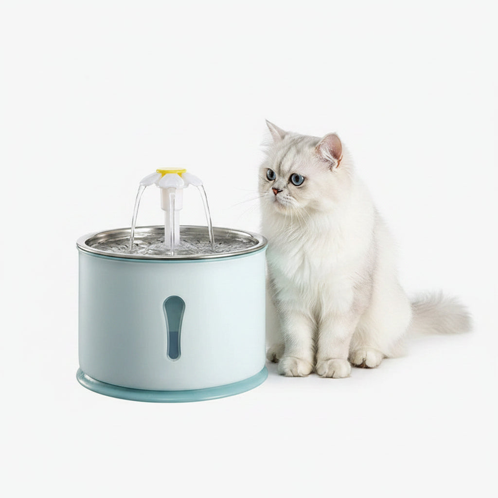 Fuente de Agua para Gatos Verde Acero Inoxidable con Filtro Continuo