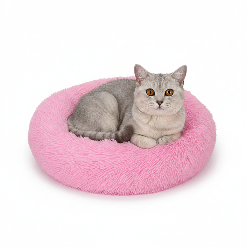 Cama Donut Rosado Ultra Cómoda para Perros y Gatos