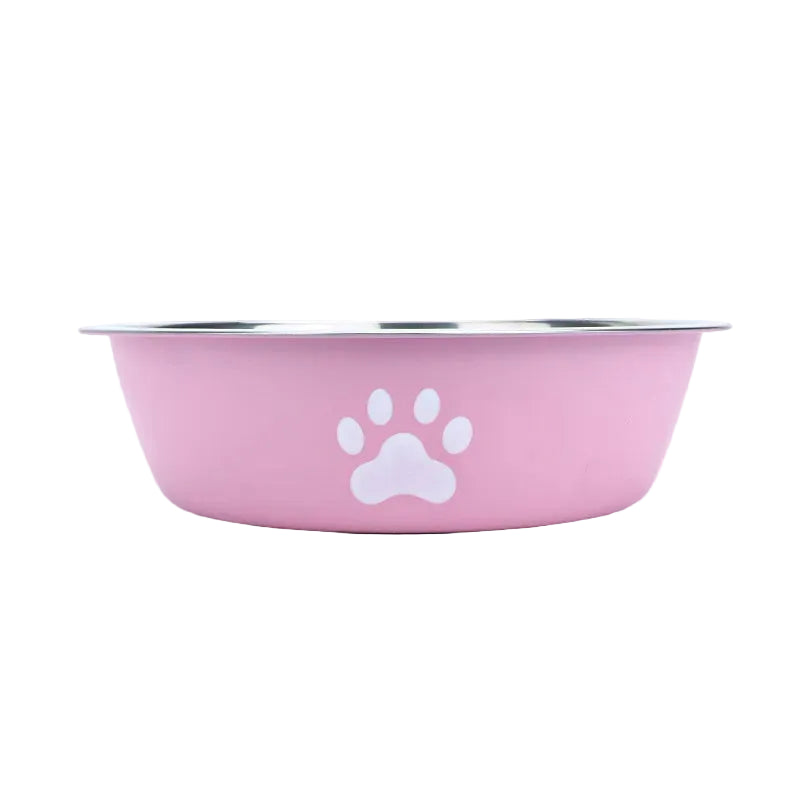 Comedero de Acero con Huellitas para Perros y Gatos