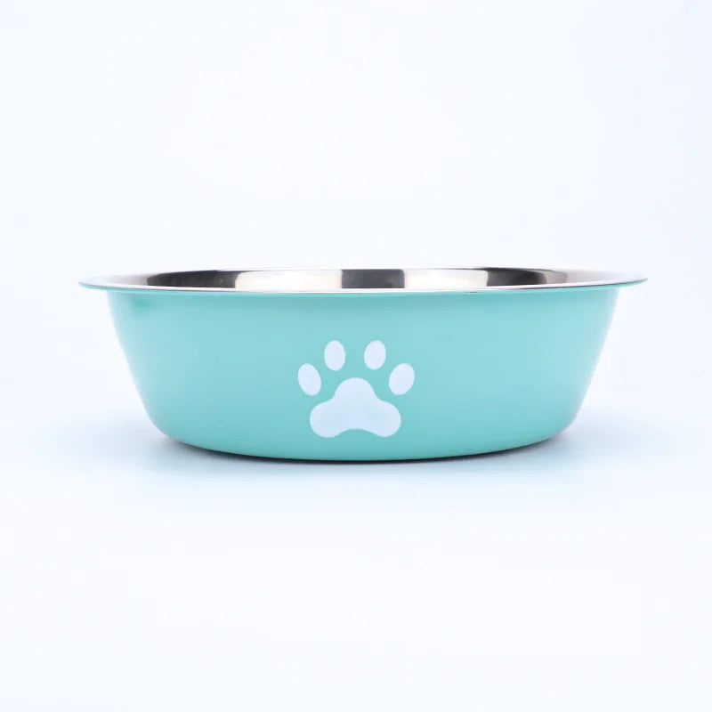 Comedero de Acero con Huellitas para Perros y Gatos