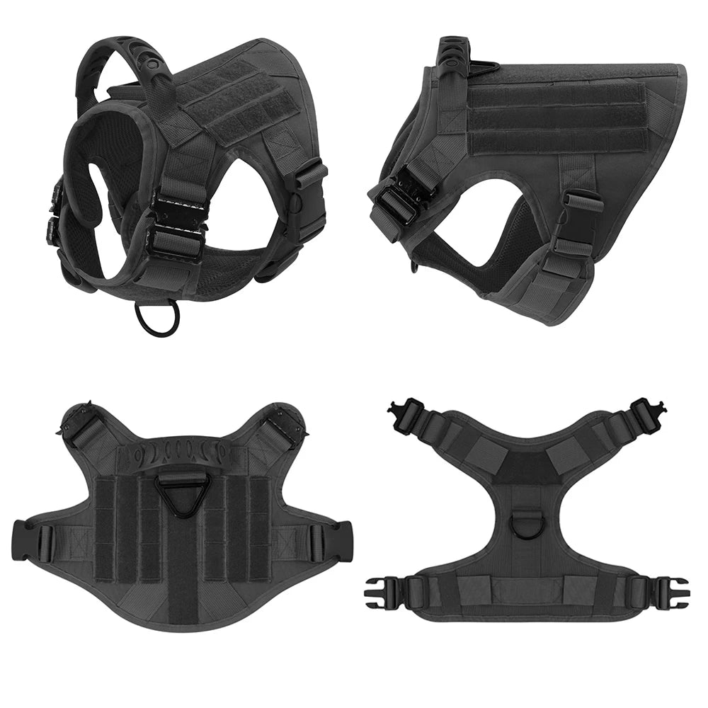 Set de Arnés Táctico con Collar y Correa para Perros Grandes