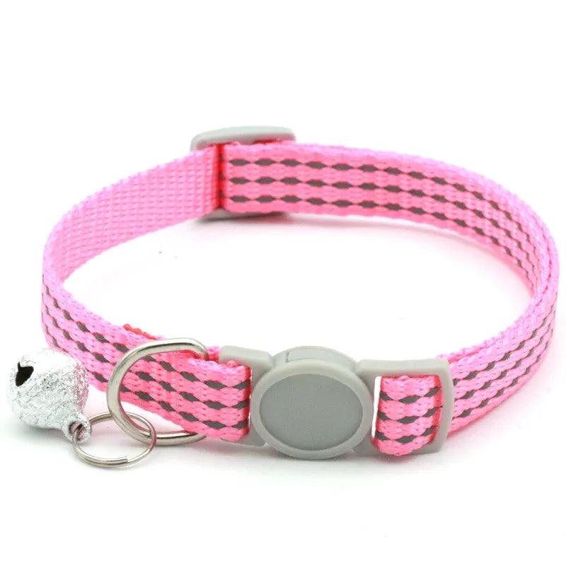Collar para Gatos con Campana Reflectante Rosa Pastel
