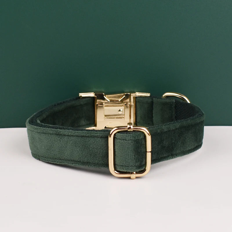 Set de Collar, Arnés y Correa de Terciopelo Personalizable