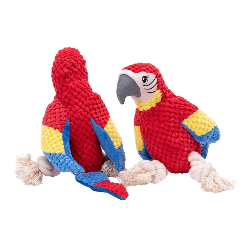 Peluche parrot interactivo con cuerda – ¡Diversión, limpieza y confort para tu perro!
