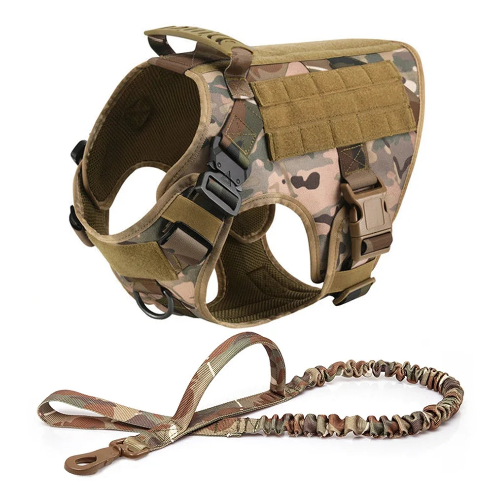 Set de Arnés Táctico con Collar y Correa para Perros Grandes