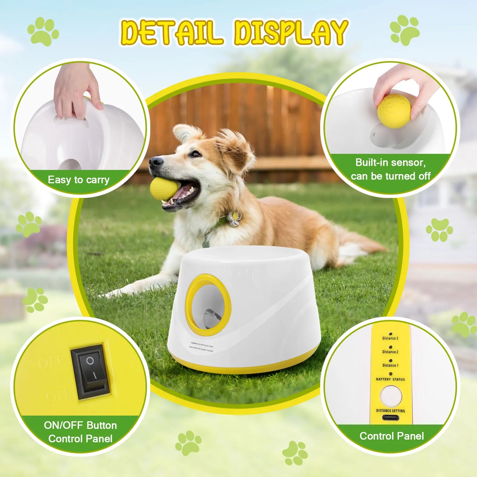 Lanzador Automático de Pelotas de Tenis para Perros