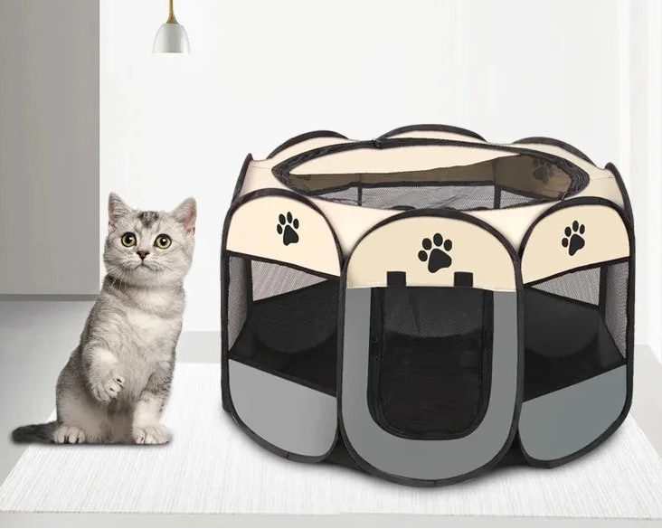 Parque de Juegos Plegable y Casita para Mascotas
