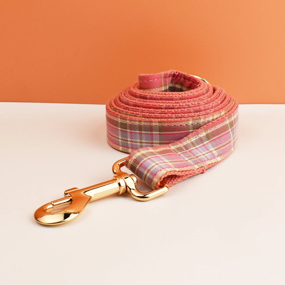 Set de Collar y Correa de Cuadros en Algodón Personalizable
