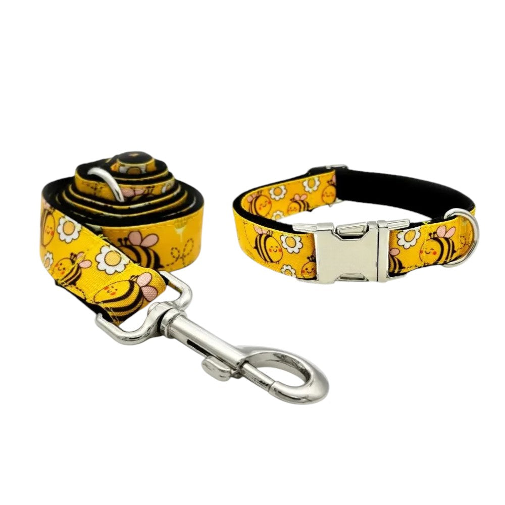 Collar y Correa de Perro Antipérdida de Flores  – Estilo Clásico en Cuadros