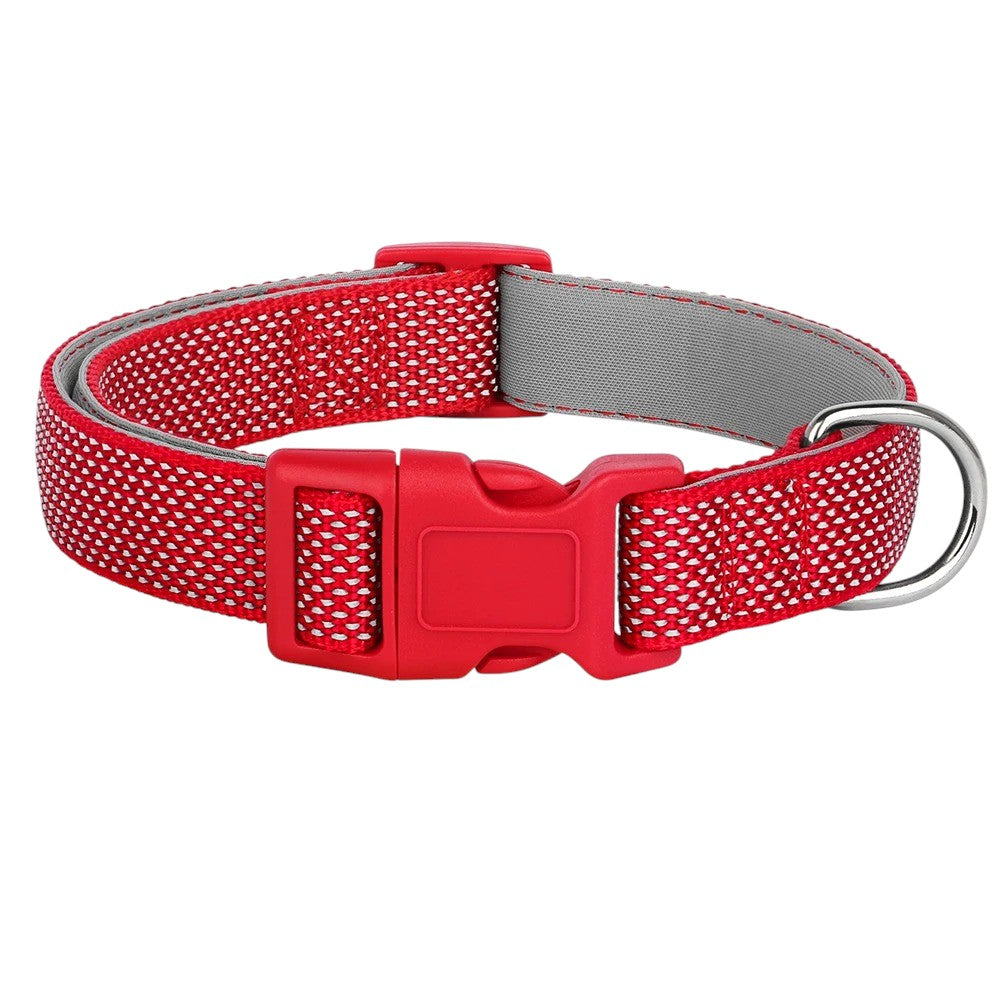Collar Reflectante Rojo de Nylon para Perros – Seguridad y Visibilidad