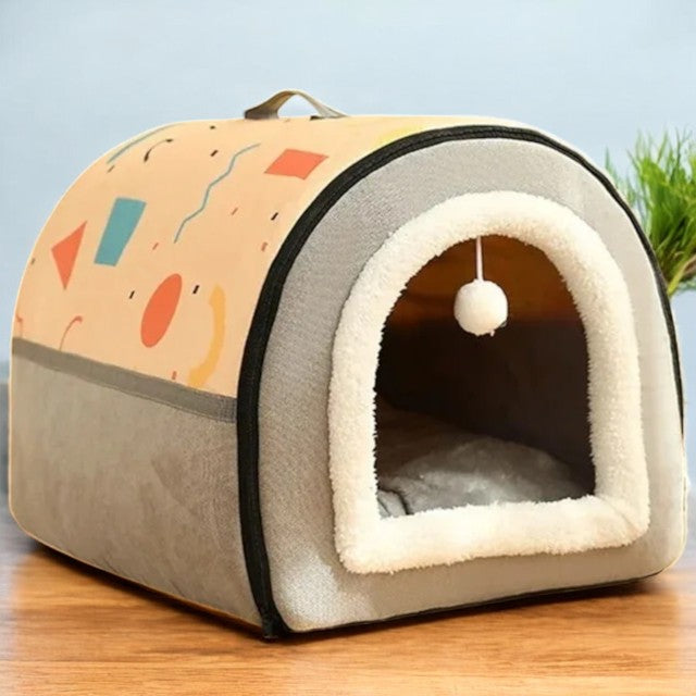 Cama Nido Cálida para Perros y Gatos Beige