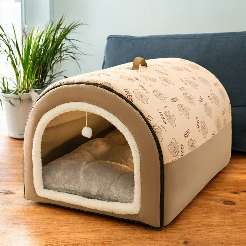 Cama Nido Cálida para Perros y Gatos Beige