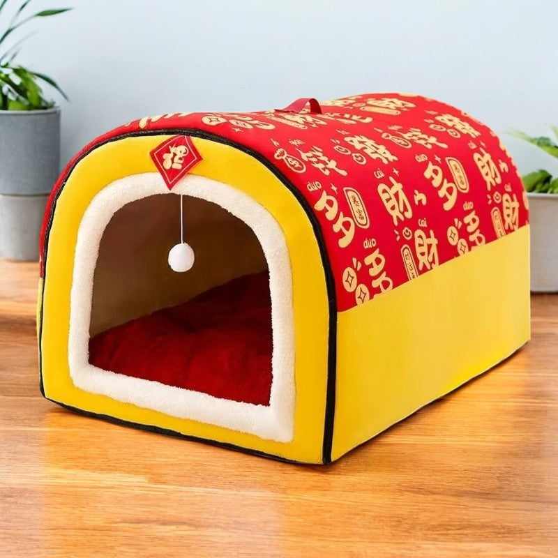 Cama Cueva Cálida para Perros y Gatos de Colores