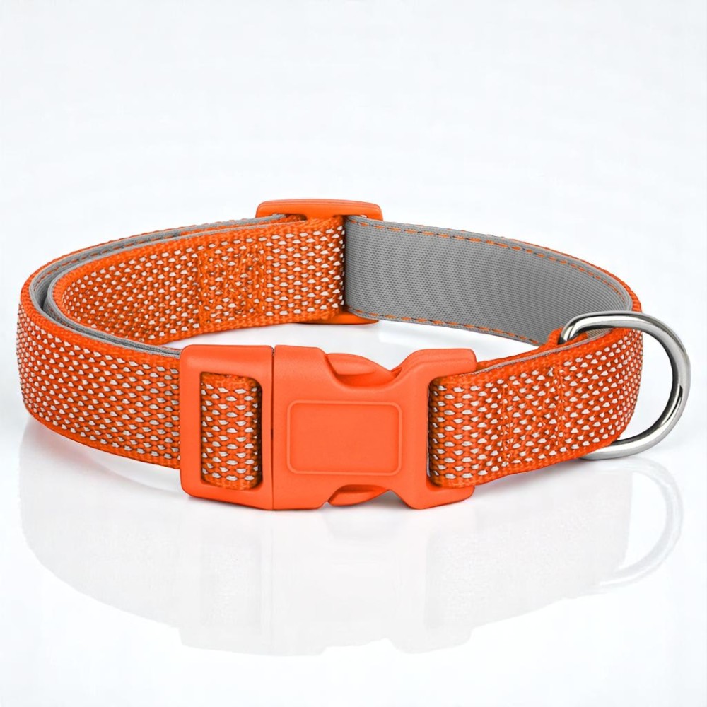 Collar Reflectante Naranja de Nylon para Perros – Máxima Seguridad