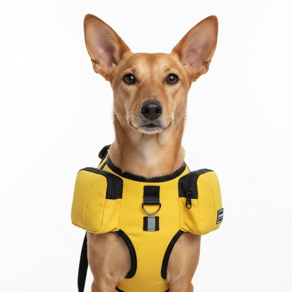 Arnés Mochila Amarillo Reflectante para Perros
