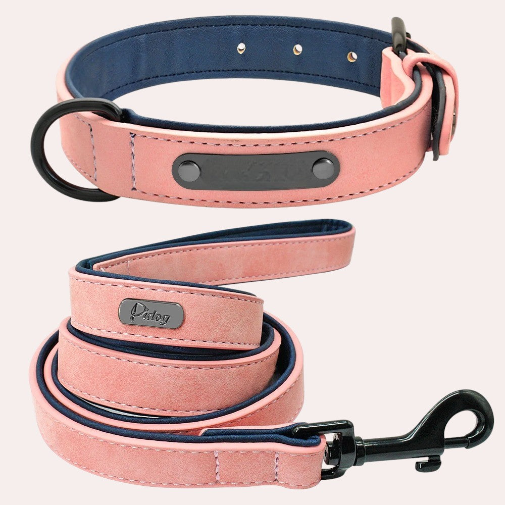 Set Rosa de Collar y Correa de Cuero para Perros – Máximo Estilo