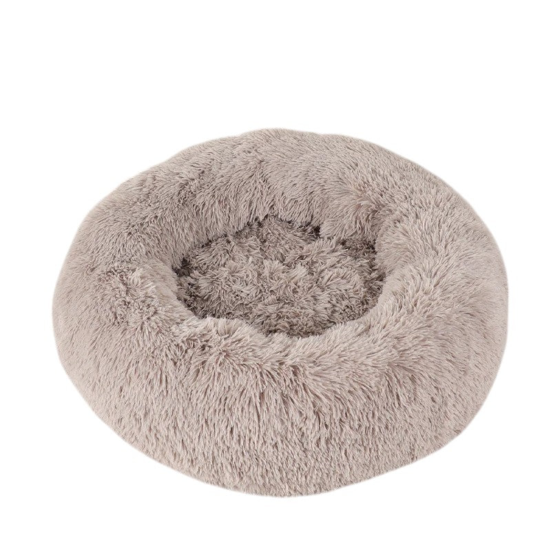 Cama Donut para Perros y Gatos de Felpa Beige