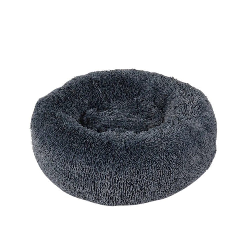 Cama Donut Súper Suave para Perros y Gatos Gris Obscuro