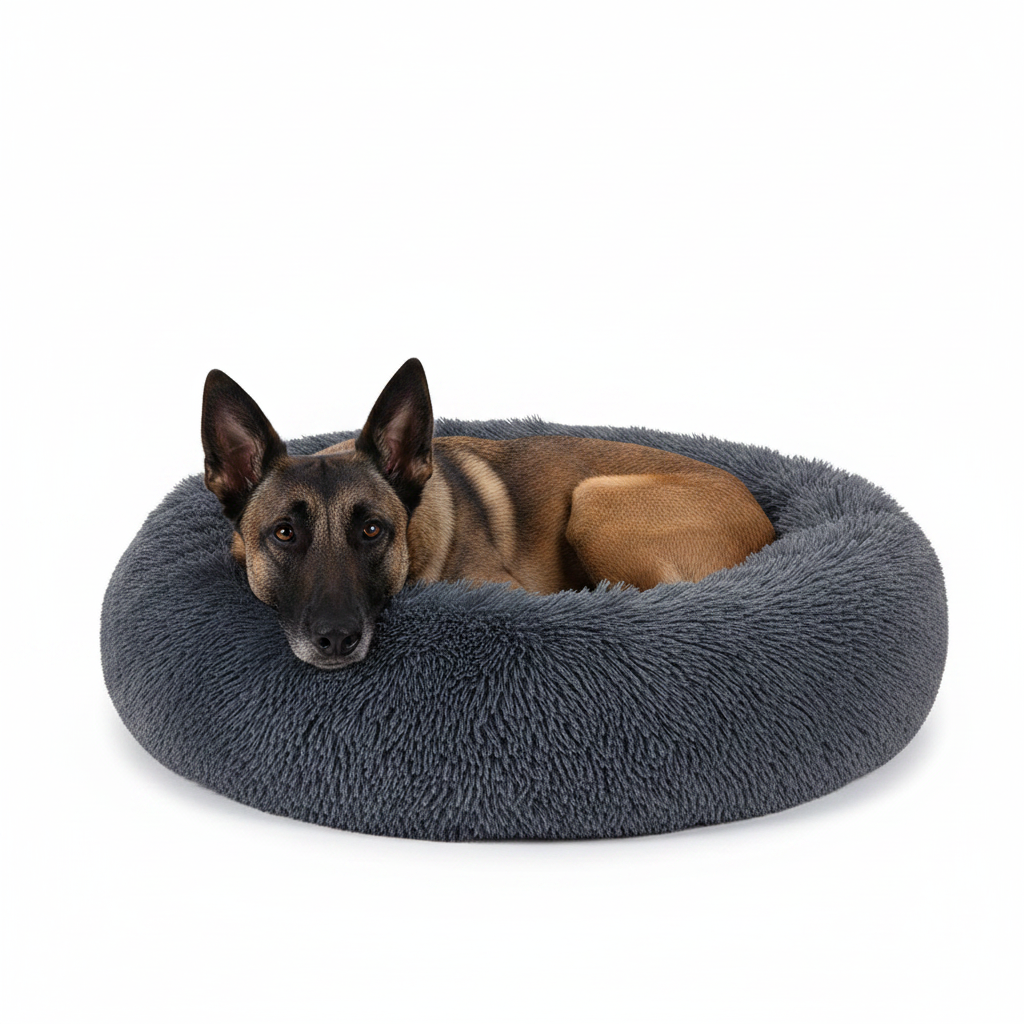 Cama Donut Súper Suave para Perros y Gatos Gris Obscuro