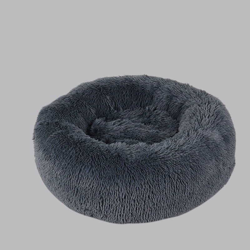 Cama Donut Súper Suave para Perros y Gatos Gris Obscuro